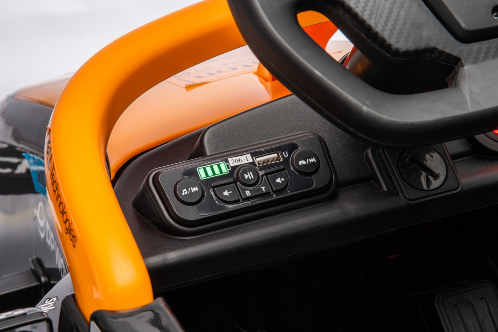 Masinuta electrica pentru copii, Formula 1 McLaren Racing 70W 12V, cu scaun tapitat [47]