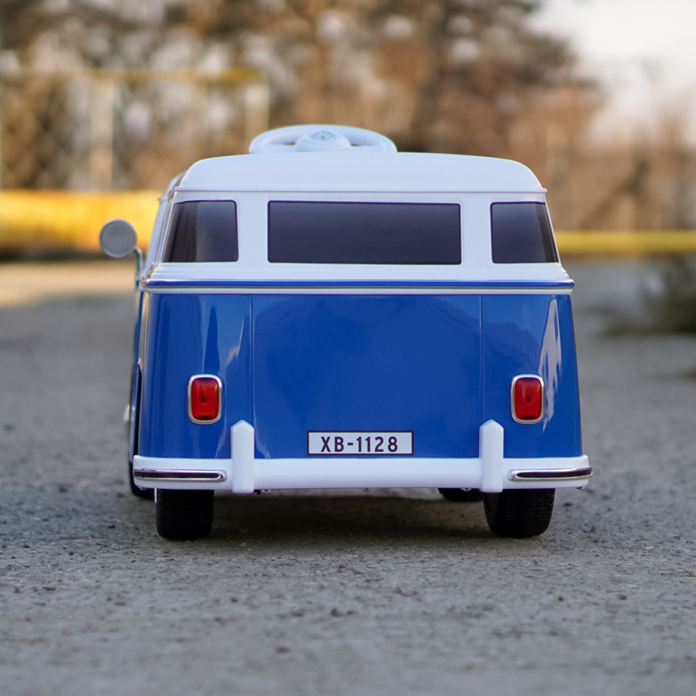 Masinuta electrica pentru copii, VW Samba Bus 70W, baterie 12V 7Ah, roti moi, scaun tapitat, culoare albastra [8]