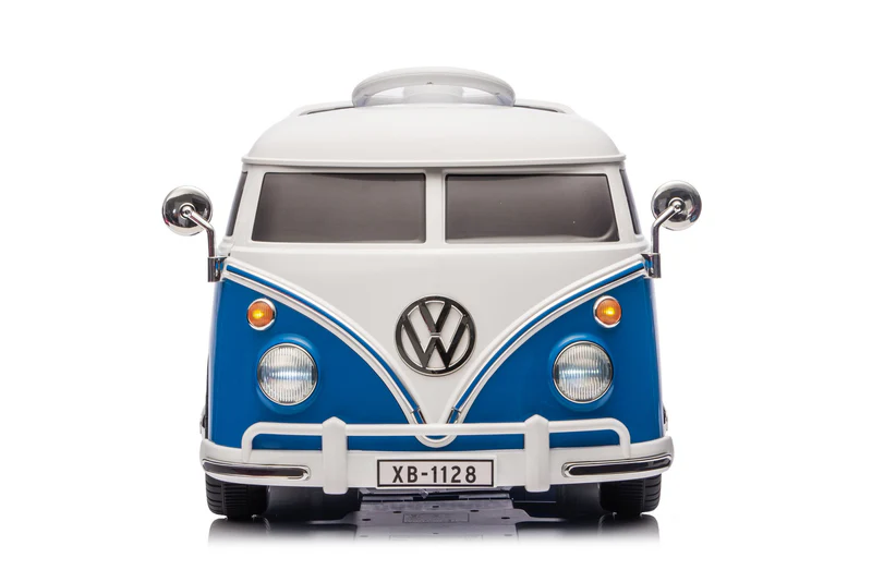 Masinuta electrica pentru copii, VW Samba Bus 70W, baterie 12V 7Ah, roti moi, scaun tapitat, culoare albastra [3]