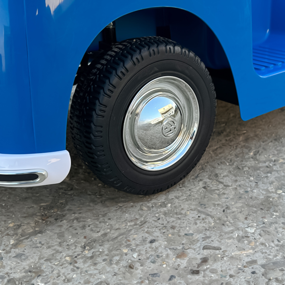 Masinuta electrica pentru copii, VW Samba Bus 70W, baterie 12V 7Ah, roti moi, scaun tapitat, culoare albastra [17]