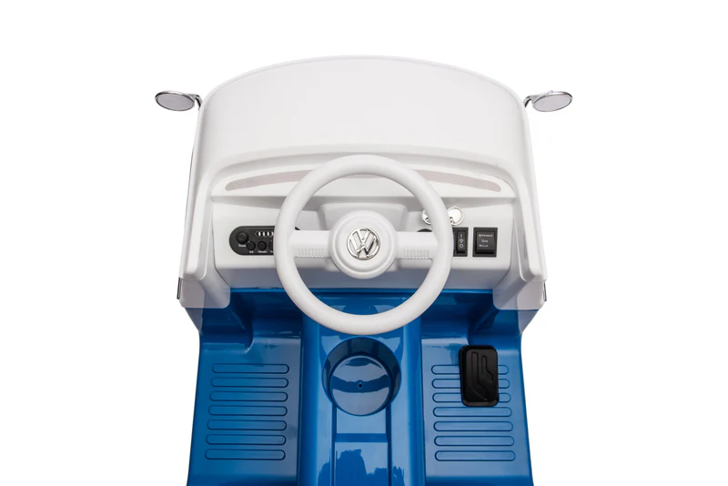 Masinuta electrica pentru copii, VW Samba Bus 70W, baterie 12V 7Ah, roti moi, scaun tapitat, culoare albastra [6]