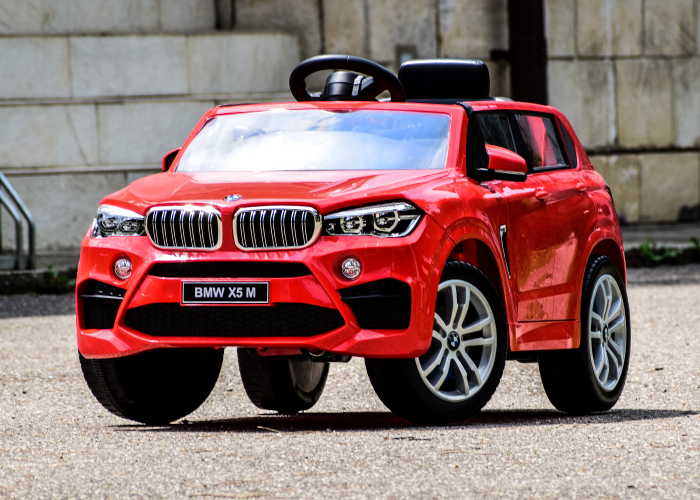 Masinuta electrica pentru copil 2-8 ani, Bmw X5M 90W 12V, scaun reglabil, culoare rosu [4]