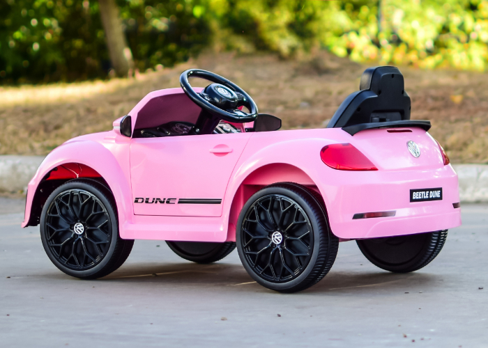 Masinuta electrica VW Beetle Dune 60W, 12V, bluetooth, amortizoare, roz [9]