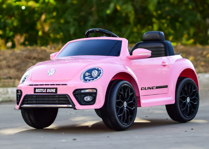 Masinuta electrica VW Beetle Dune 60W, 12V, bluetooth, amortizoare, roz [7]