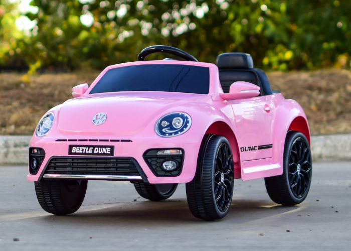 Masinuta electrica VW Beetle Dune 60W, 12V, bluetooth, amortizoare, roz [4]