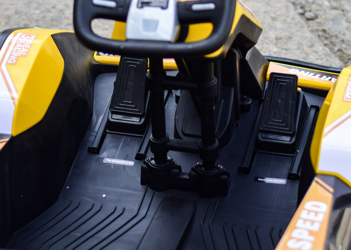 Masinuta-Kart electric pentru copii 3-11 ani, Racing 90W 12V 7Ah, telecomanda, galben [7]