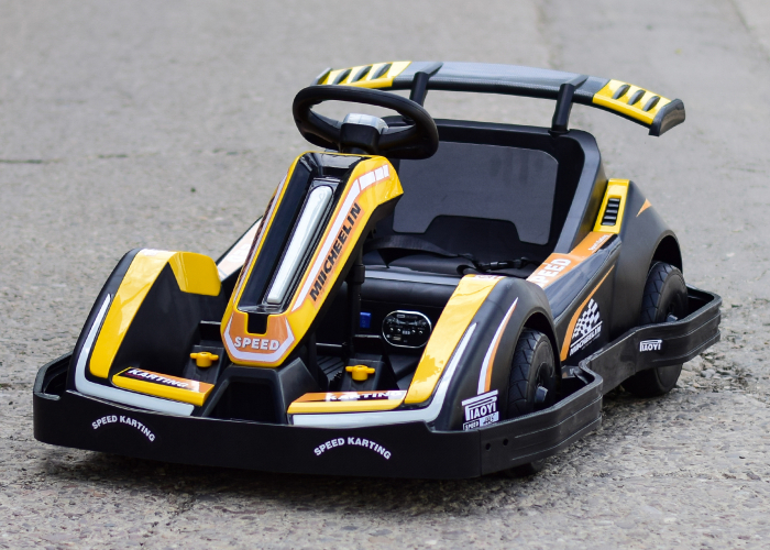 Masinuta-Kart electric pentru copii 3-11 ani, Racing 90W 12V 7Ah, telecomanda, galben [2]