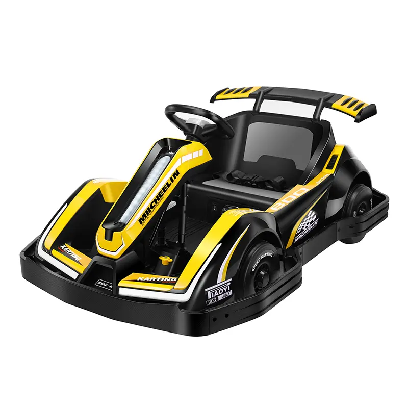 Masinuta-Kart electric pentru copii 3-11 ani, Racing 90W 12V 7Ah, telecomanda, culoare Galbena 12V imagine noua responsabilitatesociala.ro