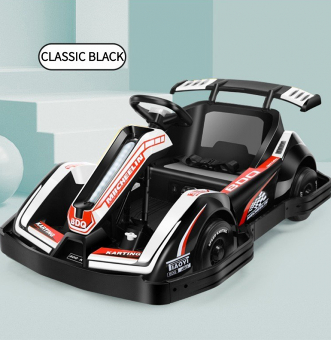 Masinuta-Kart electric pentru copii 3-11 ani, Racing 90W 12V 7Ah, telecomanda, Alb [4]