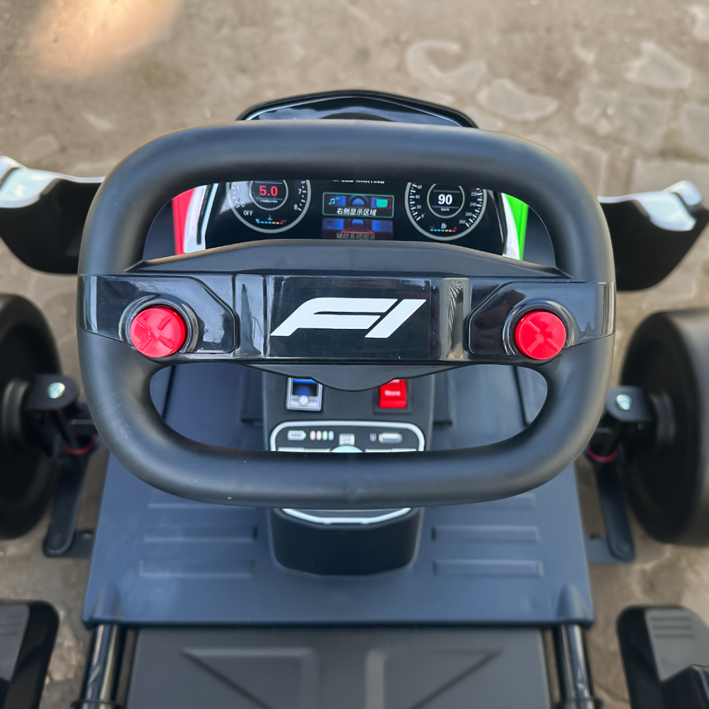 Kart electric pentru copii 3-11 ani, Racing F1, 500W, 24V, telecomanda, cu functie de drift, alb [13]