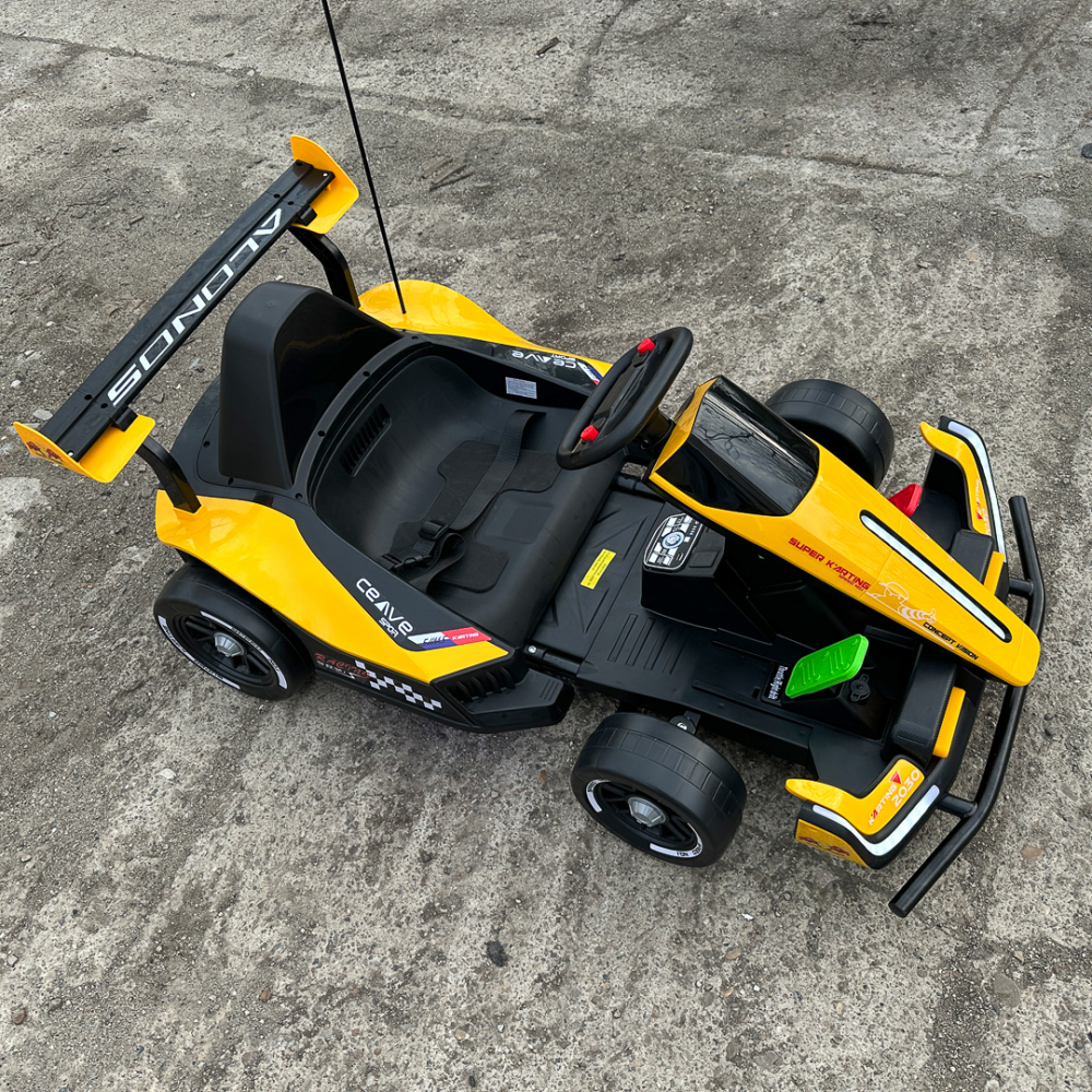 Masinuta - Kart electric pentru copii 3-11 ani, Racing F1 90W 12V, telecomanda, galben [10]