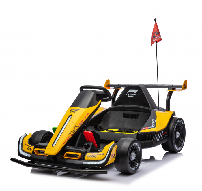 Masinuta-kart Electric Pentru Copii 3-11 Ani, Racing F1 500w 24v, Telecomanda, Culoare Galben