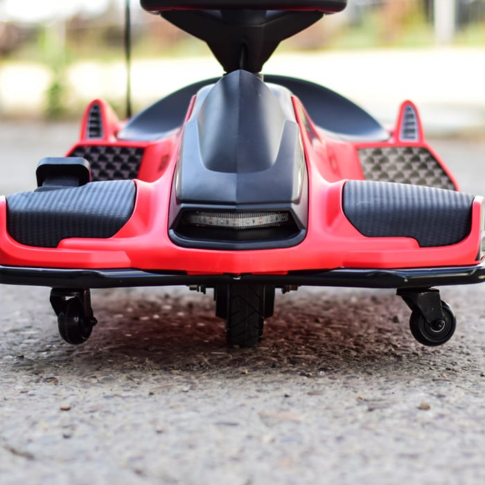 Masinuta-Kart electric, Rider Drift 360, pt copii 5-11 ani, 180W, 24V, cu CASCA si Genunchiere cadou, rosie [10]