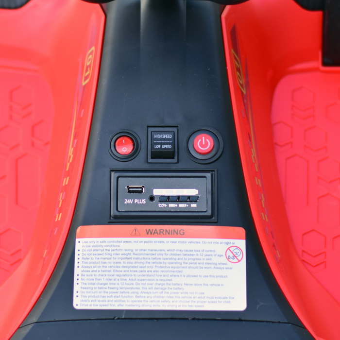Masinuta-Kart electric, Rider Drift 360, pt copii 5-11 ani, 180W, 24V, cu CASCA si Genunchiere cadou, rosie [13]