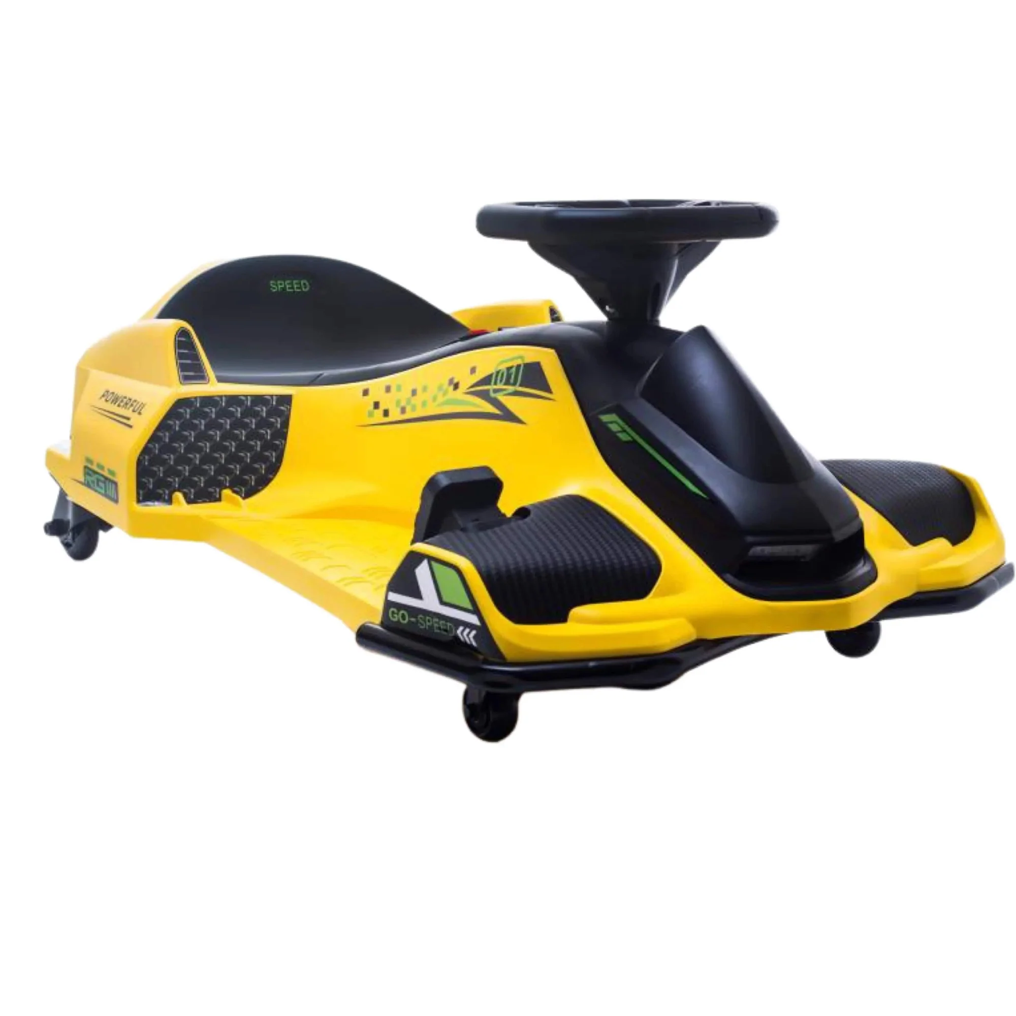 Masinuta Kart electric pentru copii 5-11 ani, Rider Drift 360, 180W, 24V, culoare Galbena 180W imagine noua responsabilitatesociala.ro