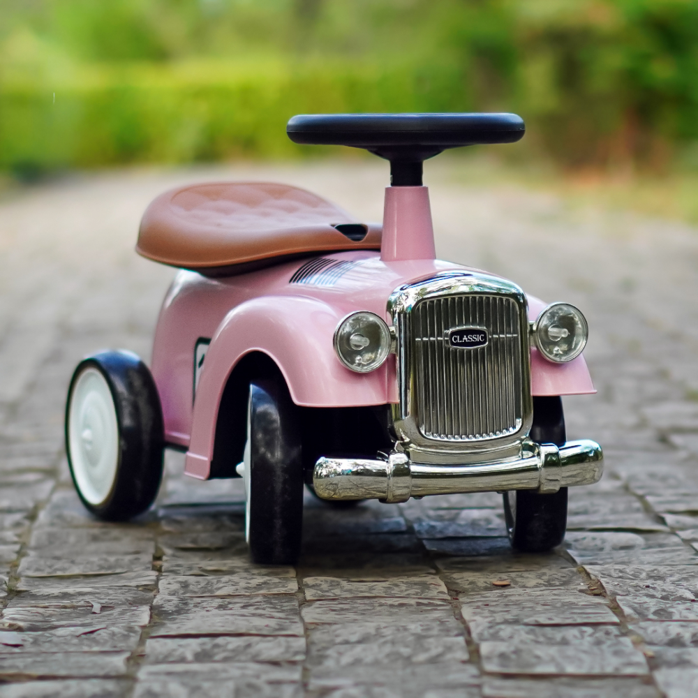 Masinuta premergator fara pedale, Kinderauto Retro Baby Car cu roti moi, roz [3]