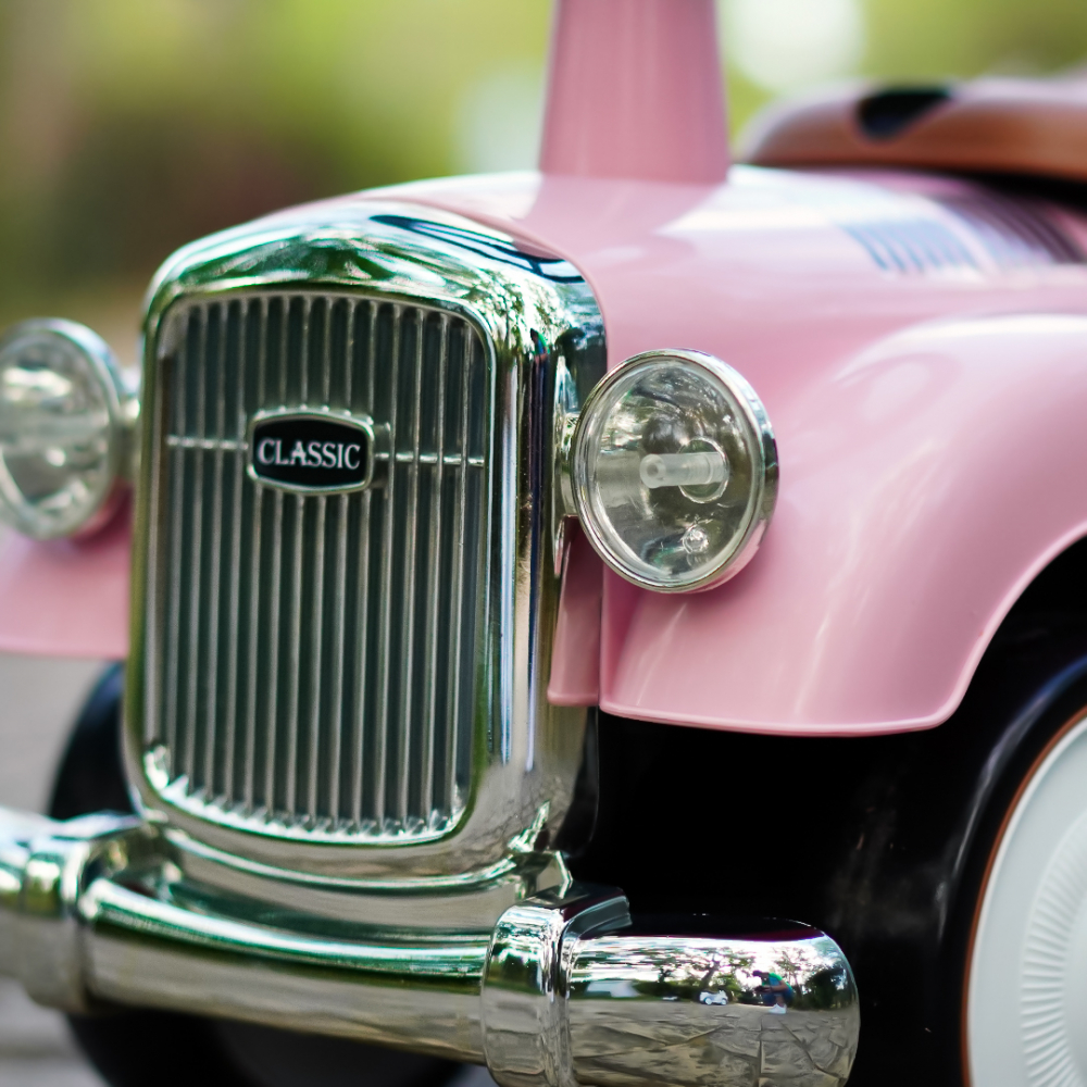 Masinuta premergator fara pedale, Kinderauto Retro Baby Car cu roti moi, roz [13]