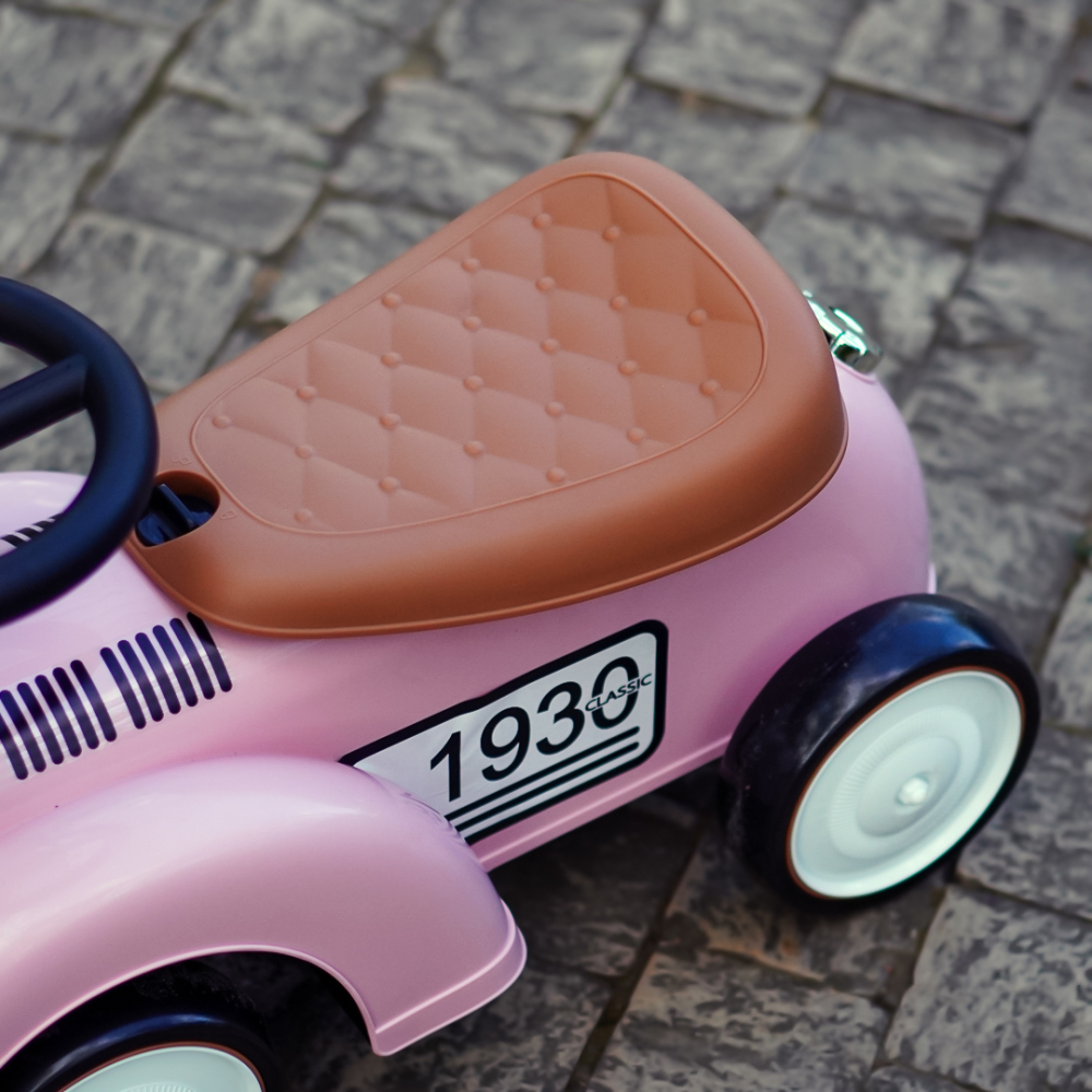 Masinuta premergator fara pedale, Kinderauto Retro Baby Car cu roti moi, roz [11]