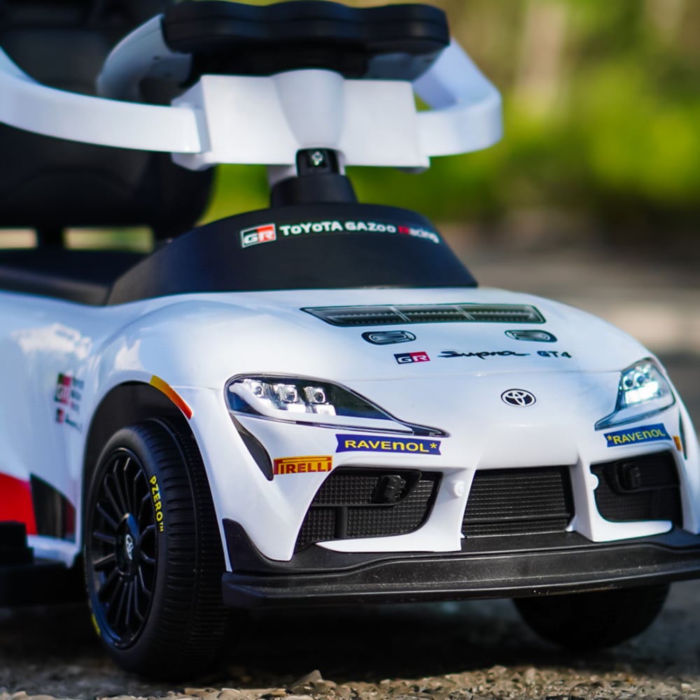Masinuta electrica cu maner pentru copii, 3 in 1, Toyota GR Supra GT4, pentru copii 1-3 ani, 30W, 6V, alba [3]
