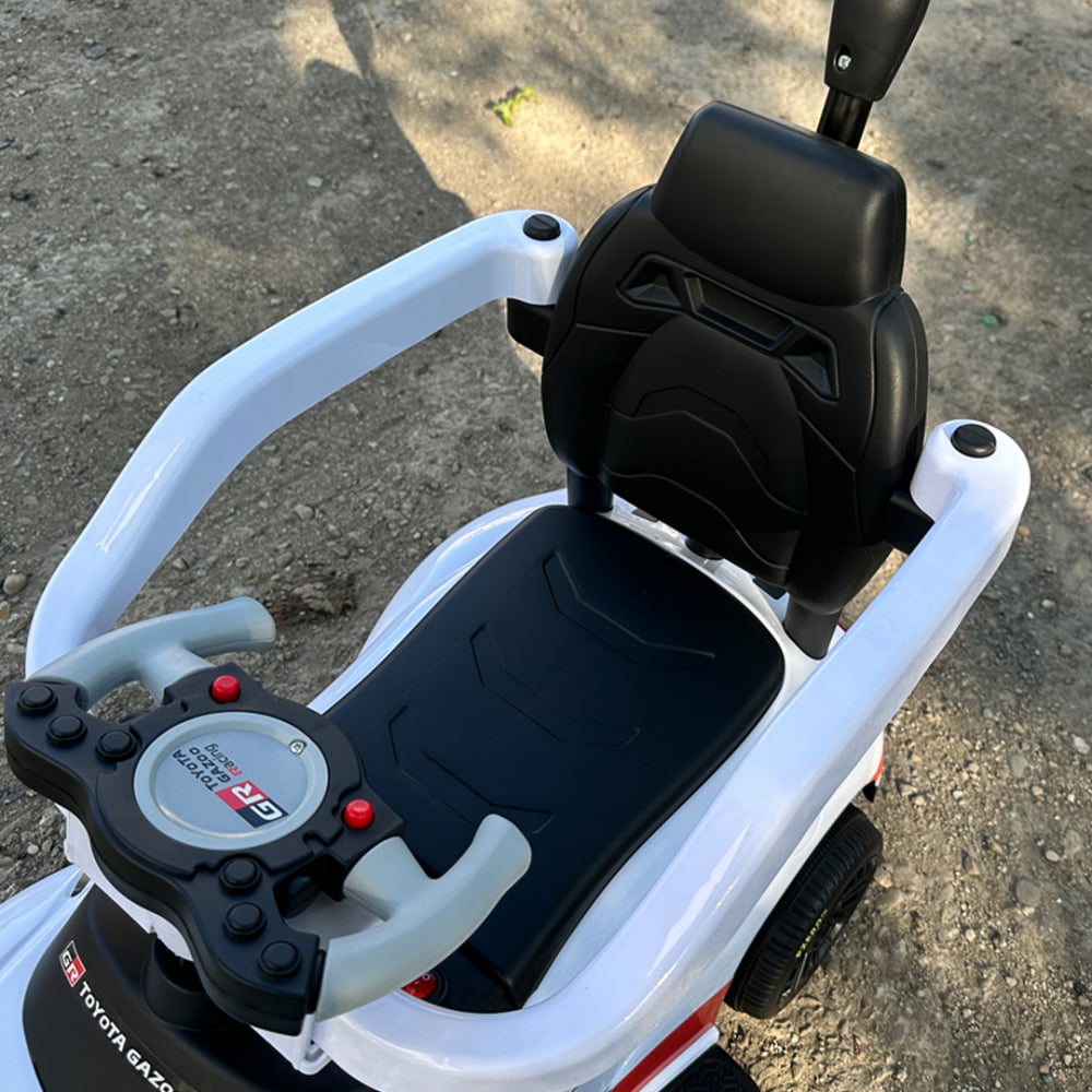 Masinuta electrica cu maner pentru copii, 3 in 1, Toyota GR Supra GT4, pentru copii 1-3 ani, 30W, 6V, alba [13]