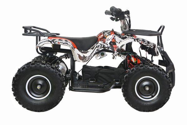 ATV electric pentru copii NITRO Torino Quad 1000W 36V 12Ah, Snowy tyres, grafiti white [2]