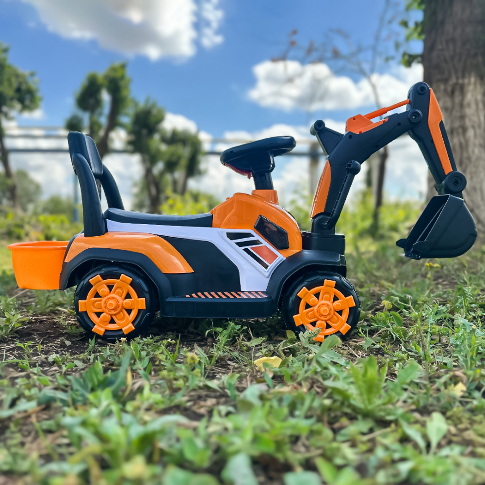 Mini excavator pentru copii 1-3 ani, Kinderauto BJXZ216 cu incarcator manual, standard, culoare portocalie [9]