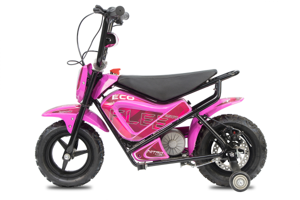 Mini Motocicleta electrica cu roti ajutatore, NITRO ECO Flee 300W 24V, culoare Roz [3]