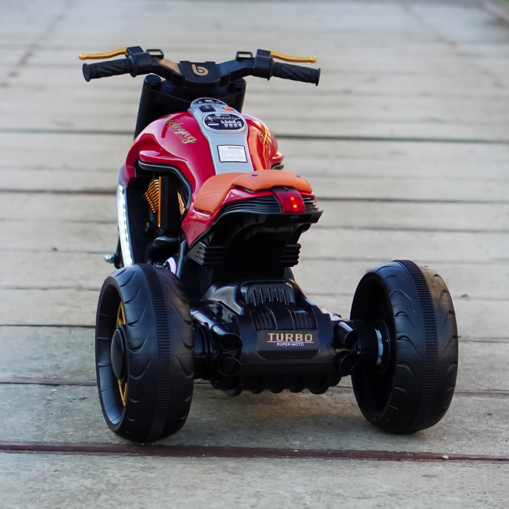Motocicleta copii electrica, cu 3 roti, Kinderauto SuperMoto, 70W 12V, bluetooth, scaun tapitat, rosie [6]