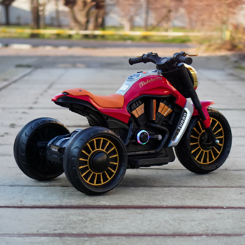 Motocicleta copii electrica, cu 3 roti, Kinderauto SuperMoto, 70W 12V, bluetooth, scaun tapitat, rosie [8]