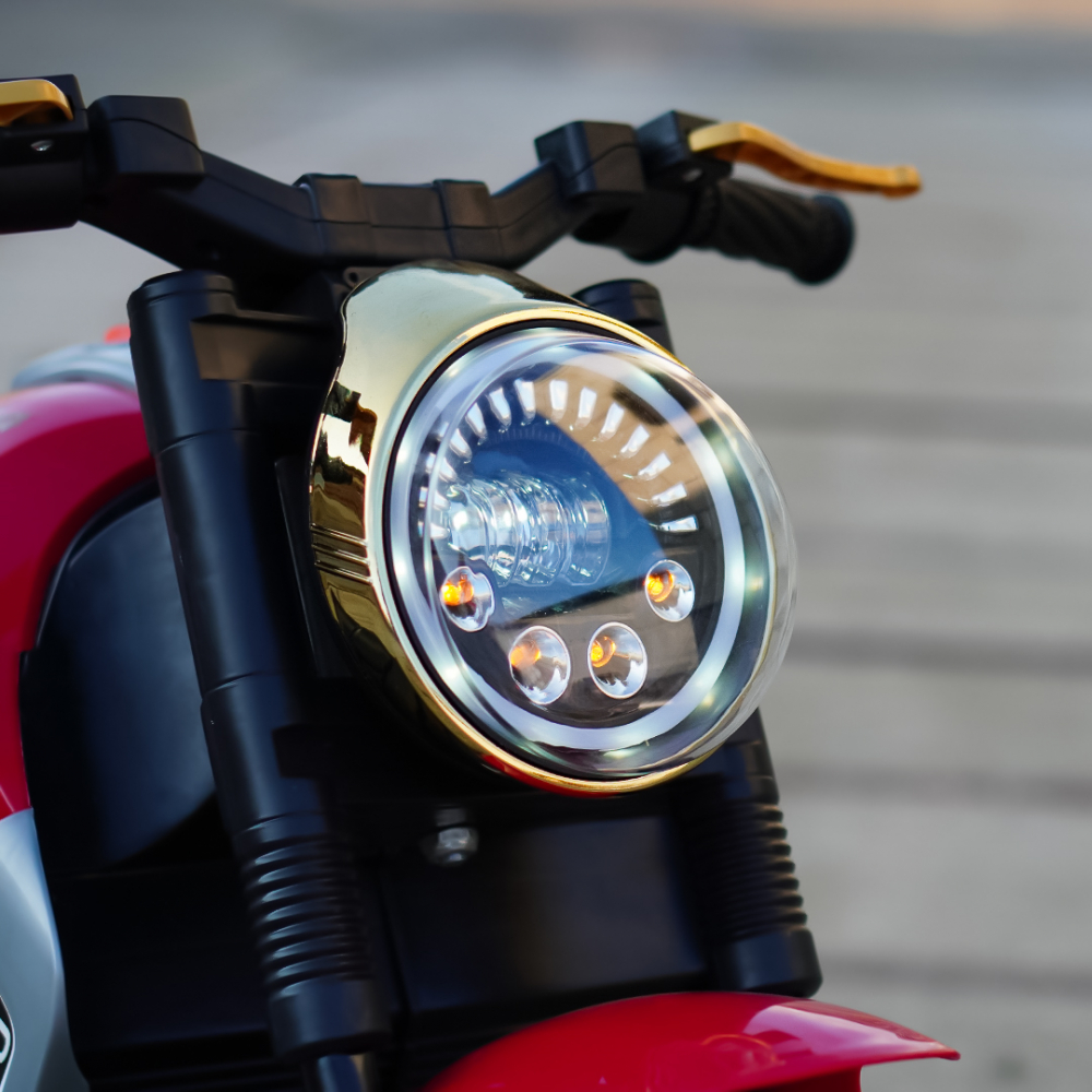 Motocicleta copii electrica, cu 3 roti, Kinderauto SuperMoto, 70W 12V, bluetooth, scaun tapitat, rosie [13]