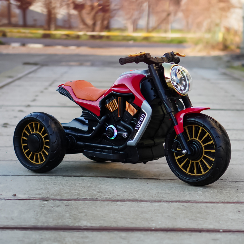 Motocicleta copii electrica, cu 3 roti, Kinderauto SuperMoto, 70W 12V, bluetooth, scaun tapitat, rosie [10]