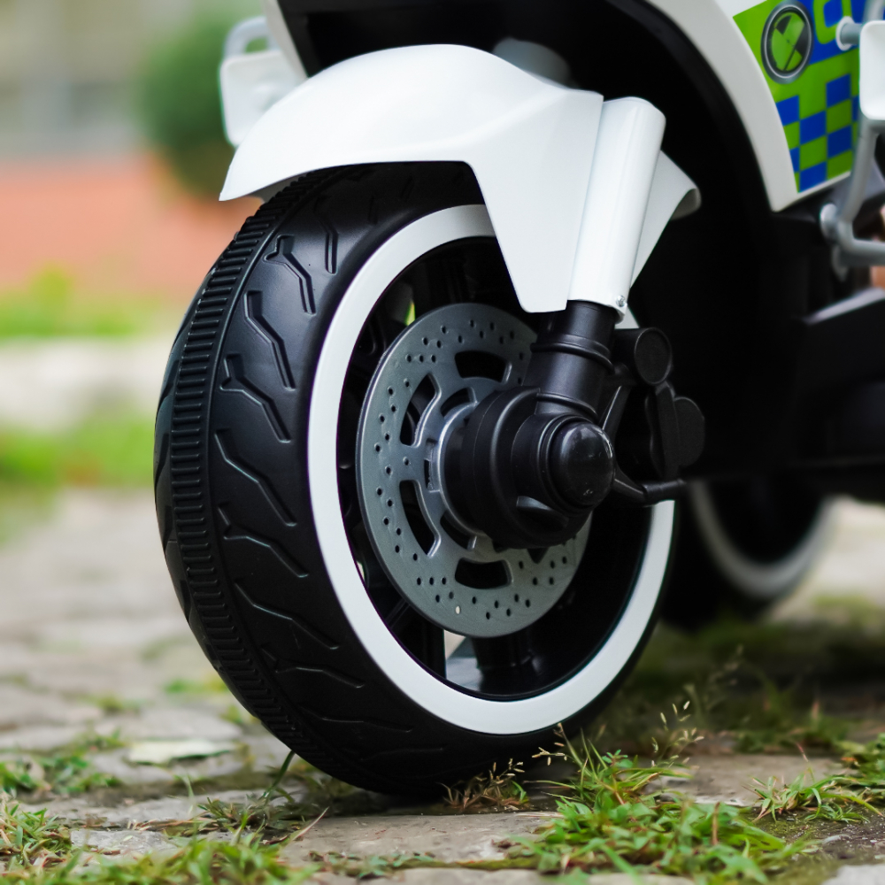 Motocicleta cu 3 roti, Kinderauto POLICE BJML5188 60W, 6V cu scaun tapitat, culoare alba [14]