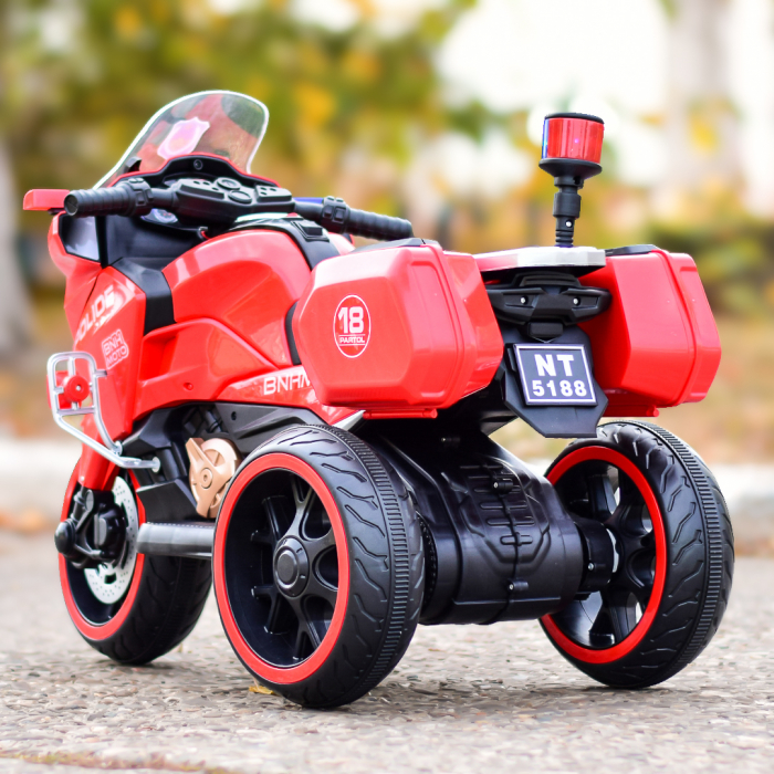 Motocicleta cu 3 roti, Kinderauto POLICE BJML5188 60W, 6V cu scaun tapitat, culoare rosu [5]