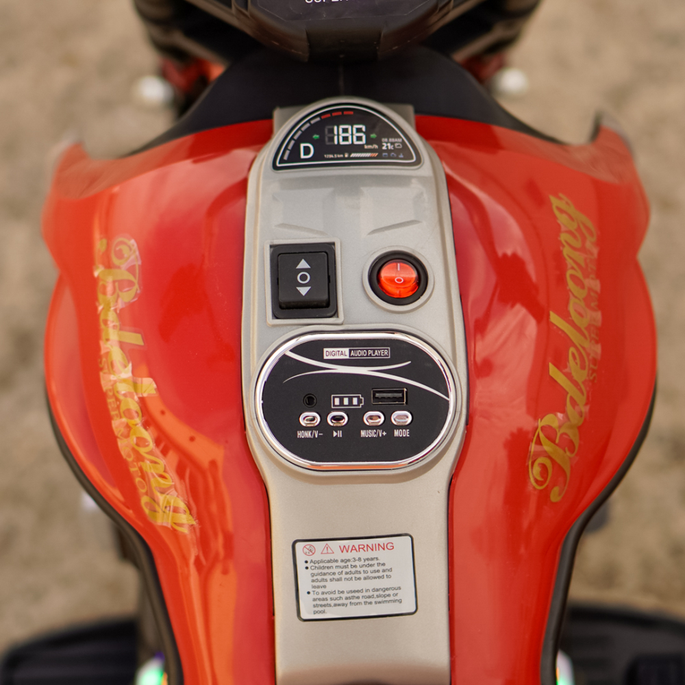 Motocicleta electrica BJDL1588 cu atasament, pentru copii 3-5 ani, 55W, 12V 7Ah, echipare premium, rosie [15]