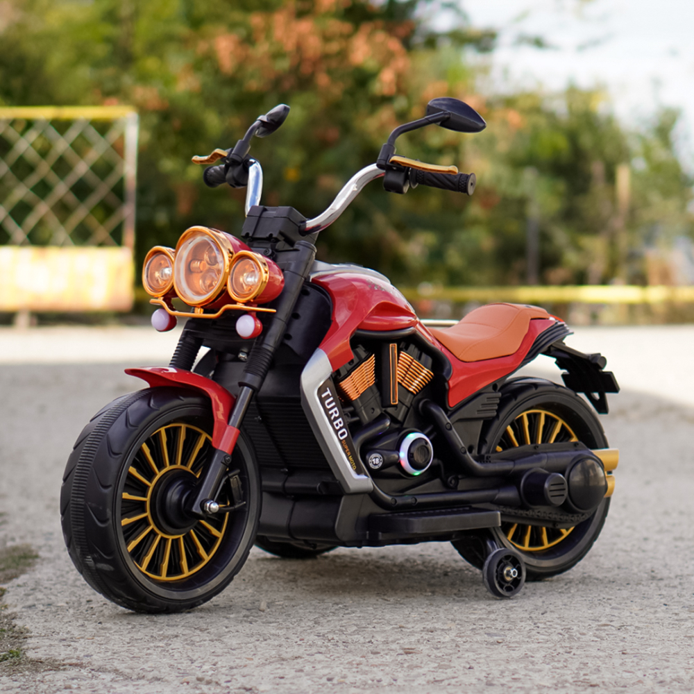 Motocicleta electrica BJDL1588 cu atasament, pentru copii 3-5 ani, 55W, 12V 7Ah, echipare premium, rosie [9]