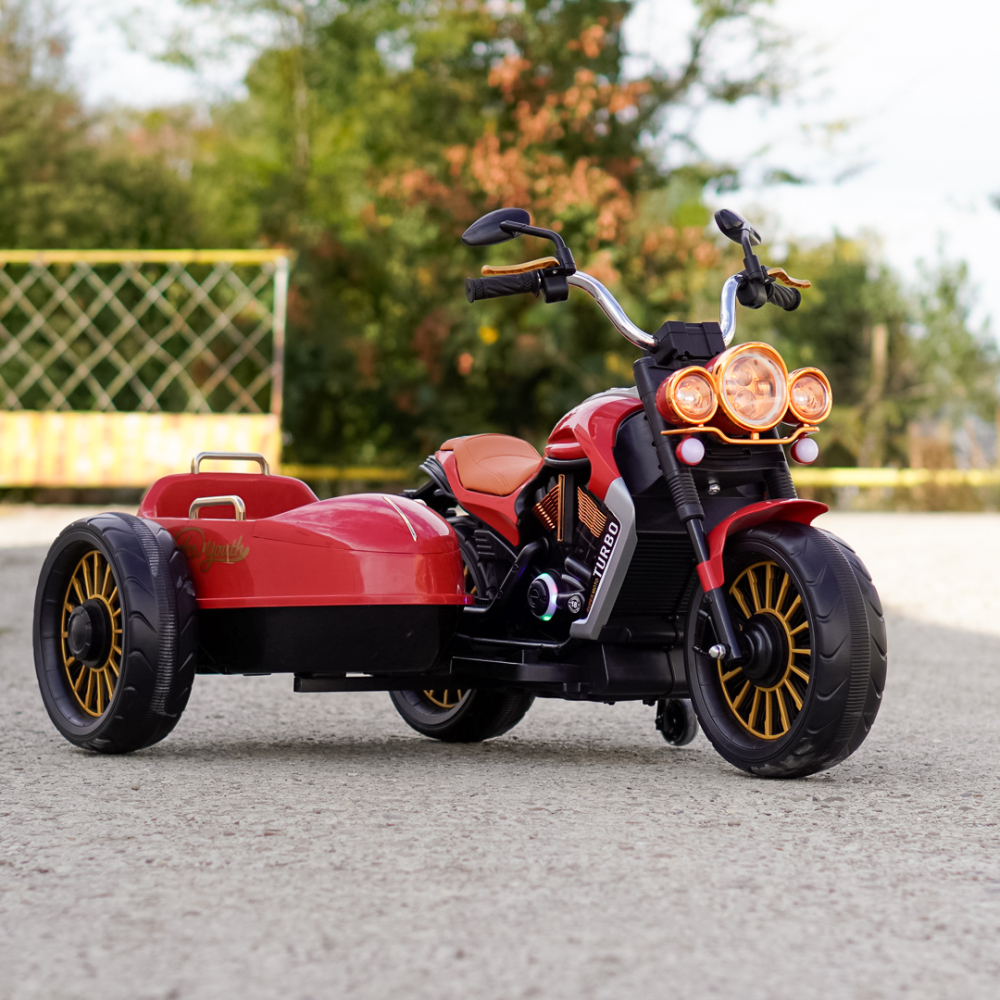 Motocicleta electrica BJDL1588 cu atasament, pentru copii 3-5 ani, 55W, 12V 7Ah, echipare premium, rosie [2]