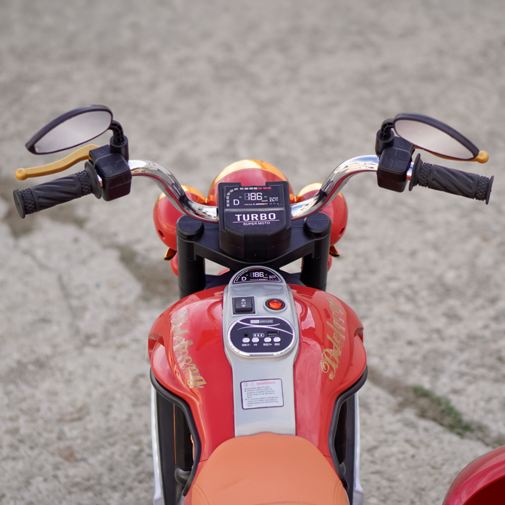Motocicleta electrica BJDL1588 cu atasament, pentru copii 3-5 ani, 55W, 12V 7Ah, echipare premium, rosie [16]