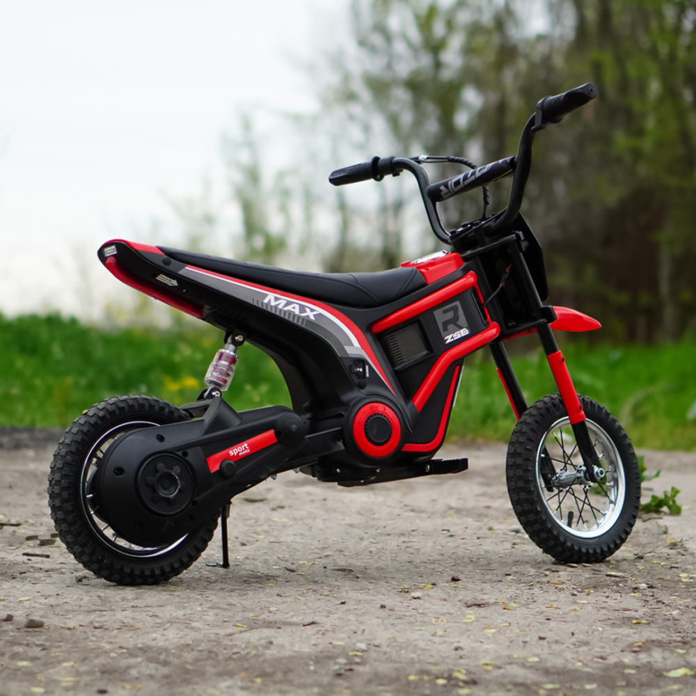 Motocicleta electrica copii, Kinderauto Enduro, roti gonflabile, scaun tapitat, 350W, 24V, rosie [7]