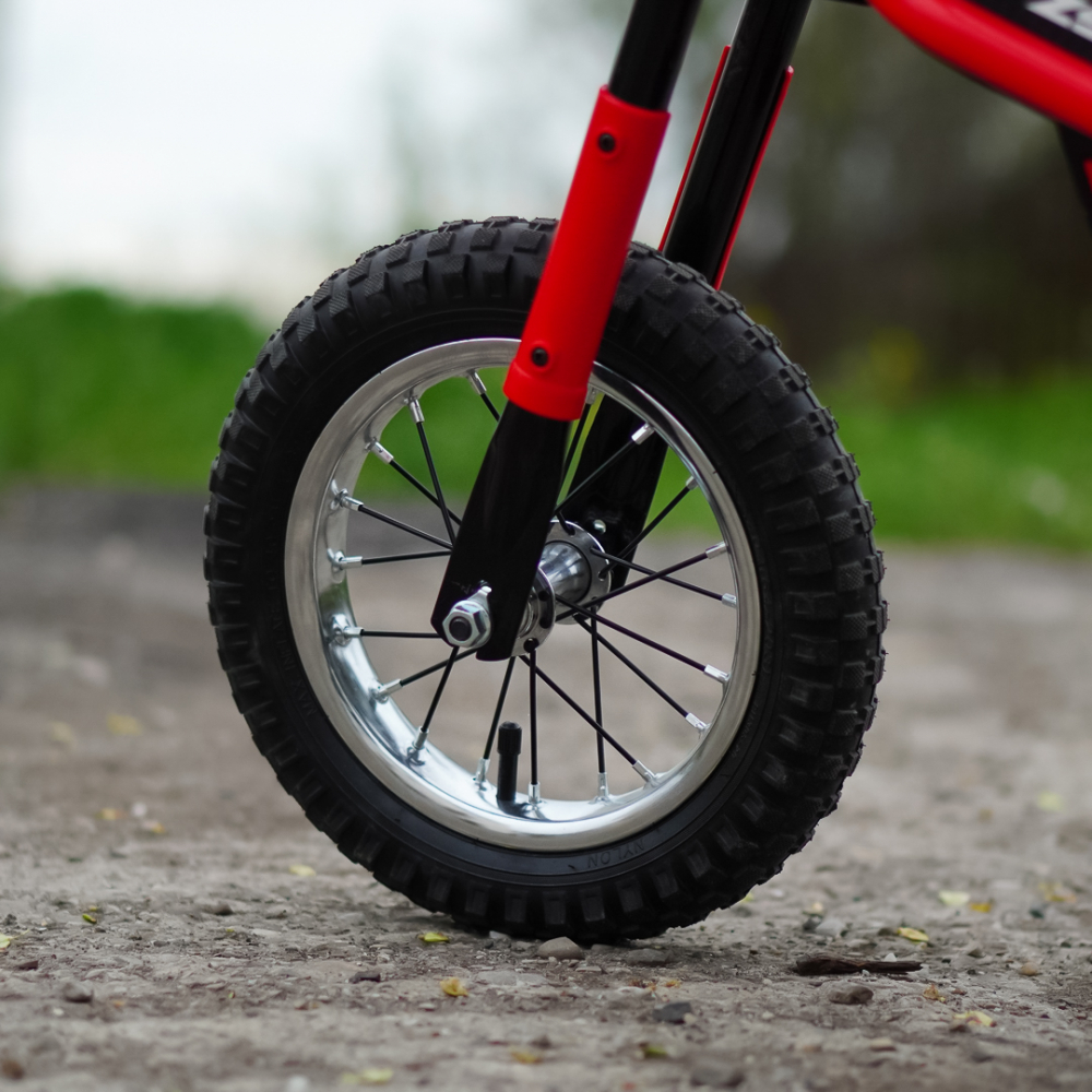 Motocicleta electrica copii, Kinderauto Enduro, roti gonflabile, scaun tapitat, 350W, 24V, rosie [9]