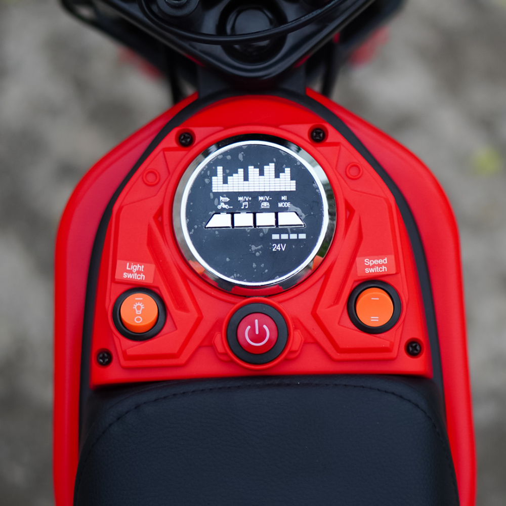 Motocicleta electrica copii, Kinderauto Enduro, roti gonflabile, scaun tapitat, 350W, 24V, rosie [12]