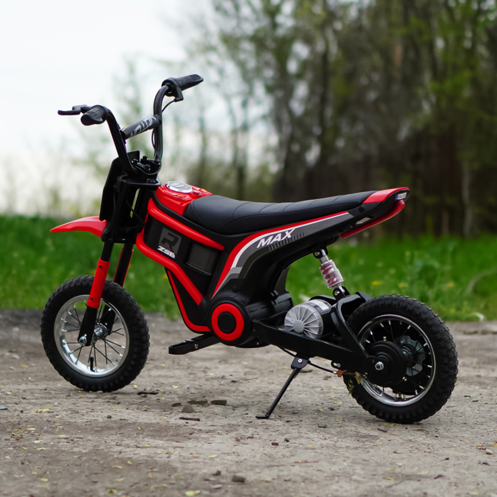 Motocicleta electrica copii, Kinderauto Enduro, roti gonflabile, scaun tapitat, 350W, 24V, rosie [5]