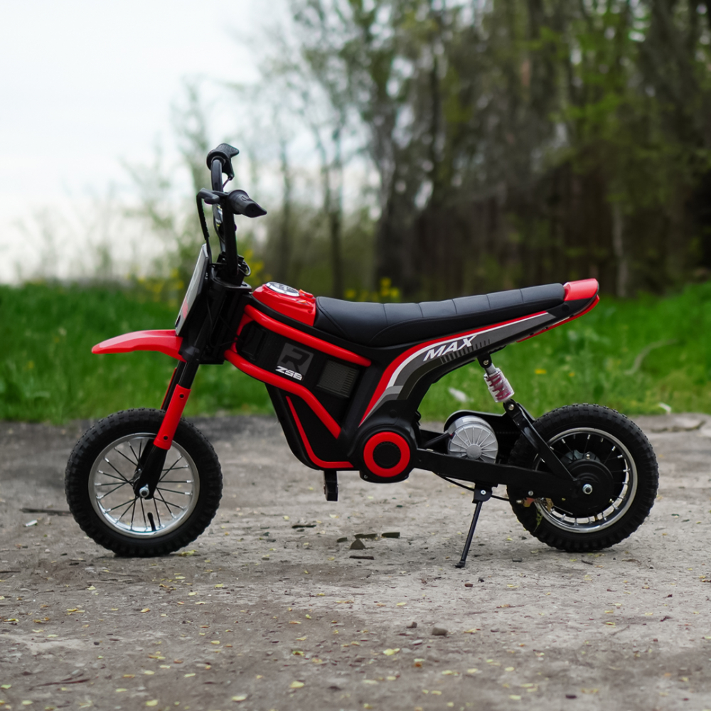 Motocicleta electrica copii, Kinderauto Enduro, roti gonflabile, scaun tapitat, 350W, 24V, rosie [4]