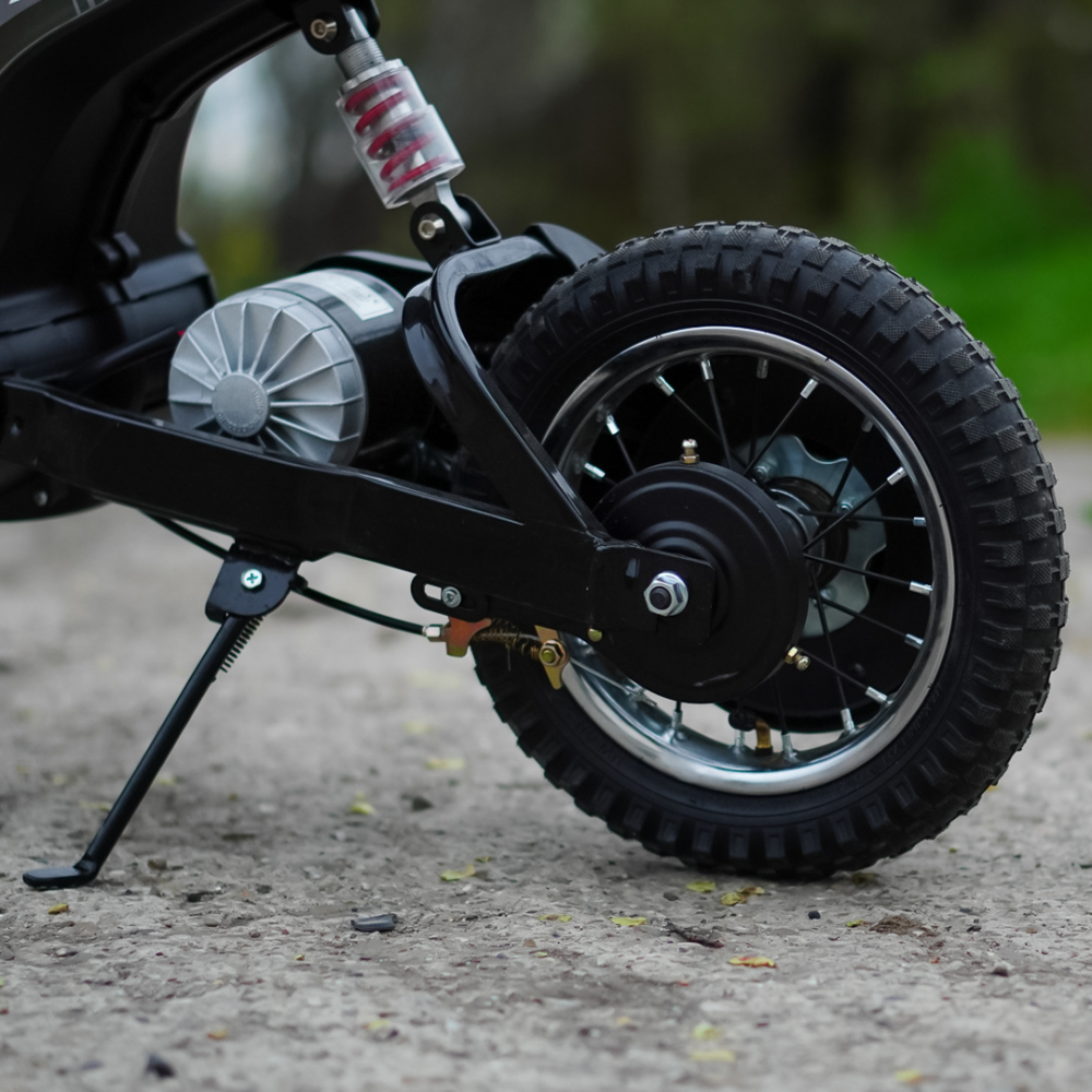 Motocicleta electrica copii, Kinderauto Enduro, roti gonflabile, scaun tapitat, 350W, 24V, rosie [10]