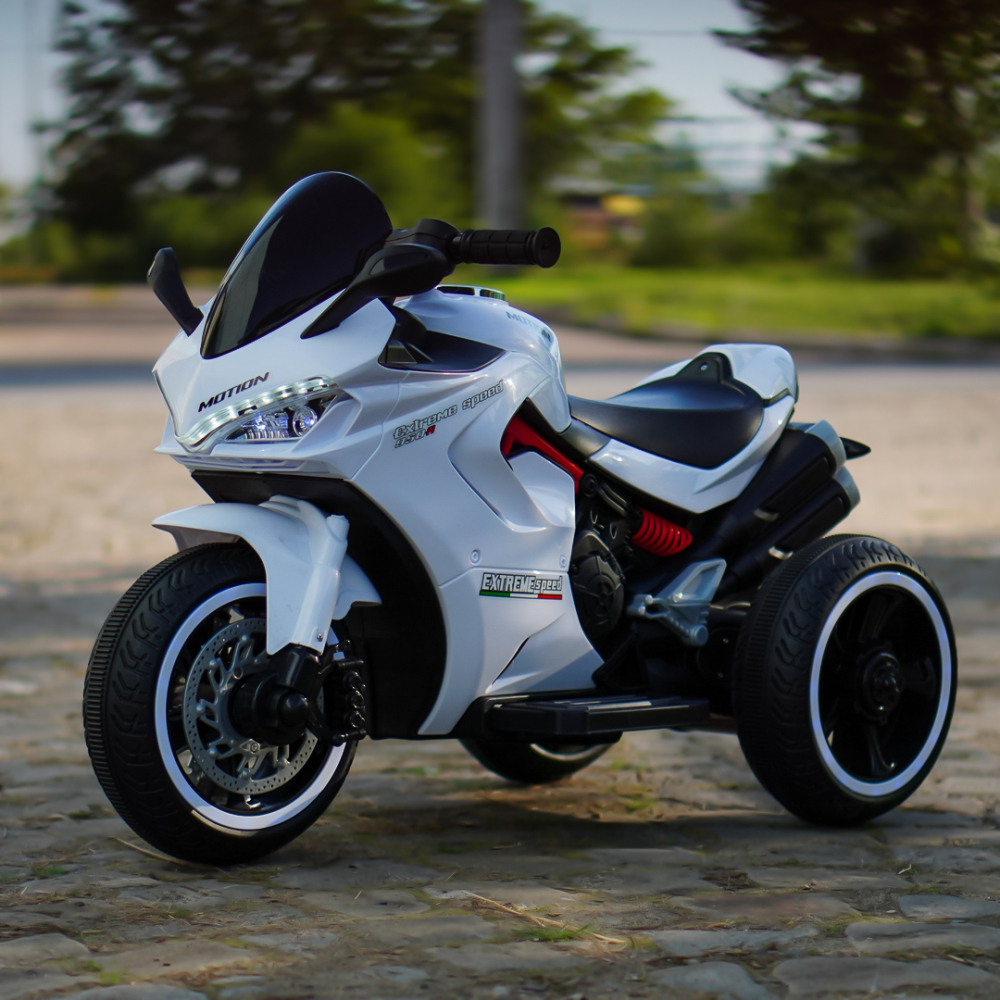 Motocicleta electrica cu 3 roti, Kinderauto SuperSpeed, 70W, 12V 7Ah, Alba [2]