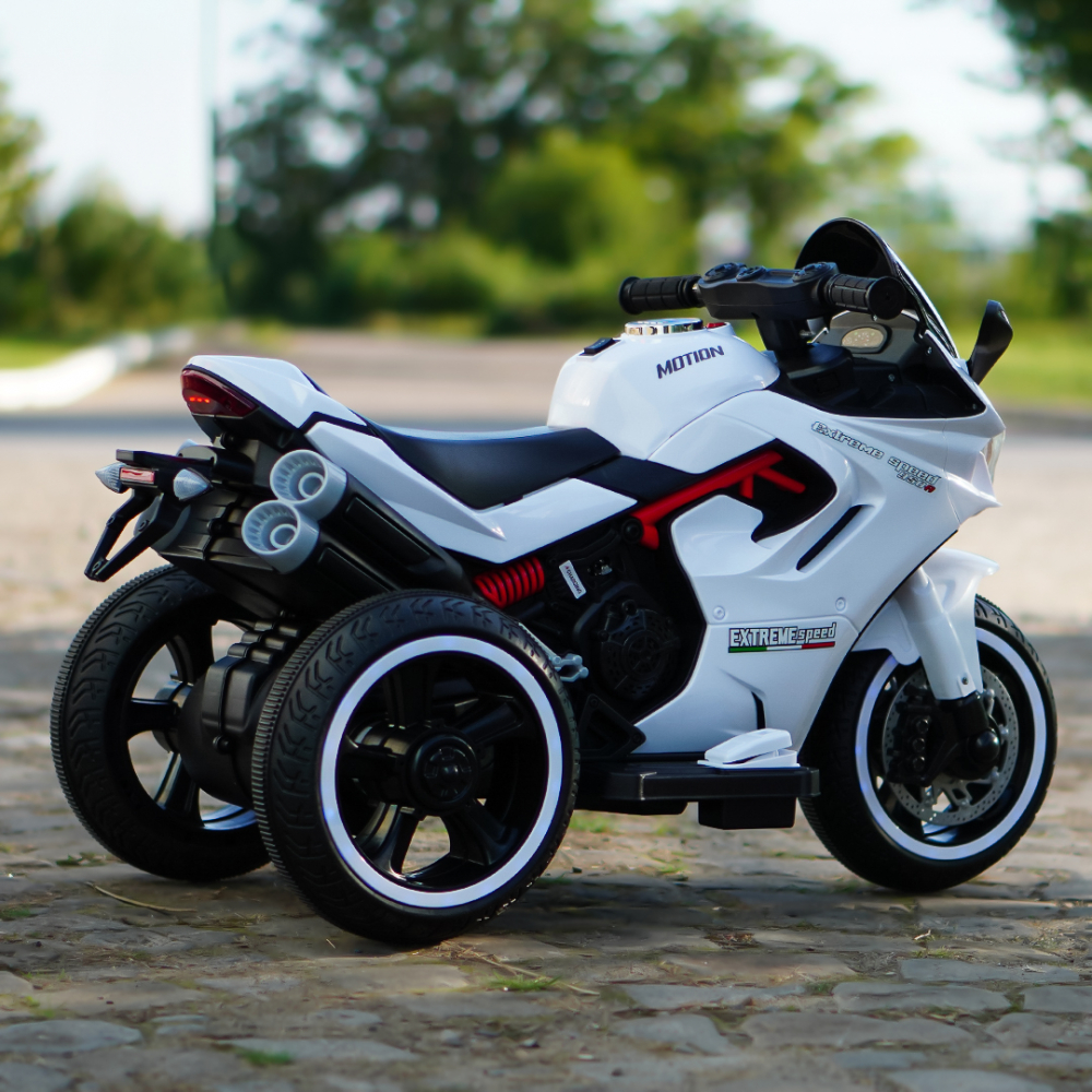 Motocicleta electrica cu 3 roti, Kinderauto SuperSpeed, 70W, 12V 7Ah, Alba [5]