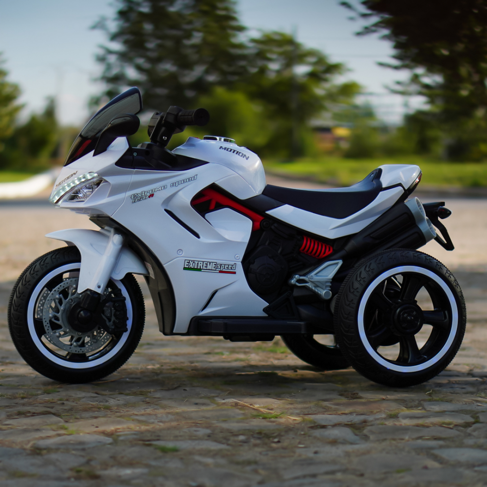 Motocicleta electrica cu 3 roti, Kinderauto SuperSpeed, 70W, 12V 7Ah, Alba [3]
