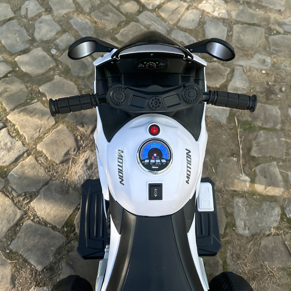Motocicleta electrica cu 3 roti, Kinderauto SuperSpeed, 70W, 12V 7Ah, Alba [13]