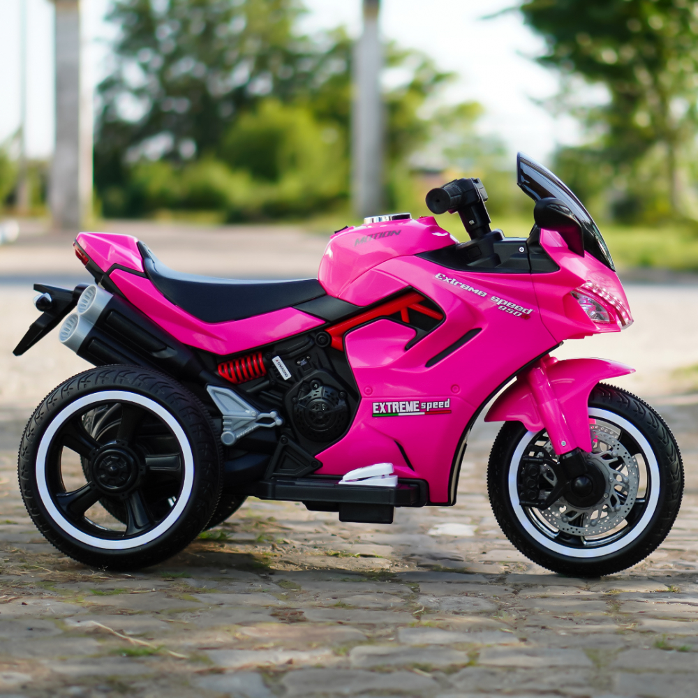 Motocicleta electrica cu 3 roti, Kinderauto SuperSpeed 70W 12V 7Ah, Roz [7]