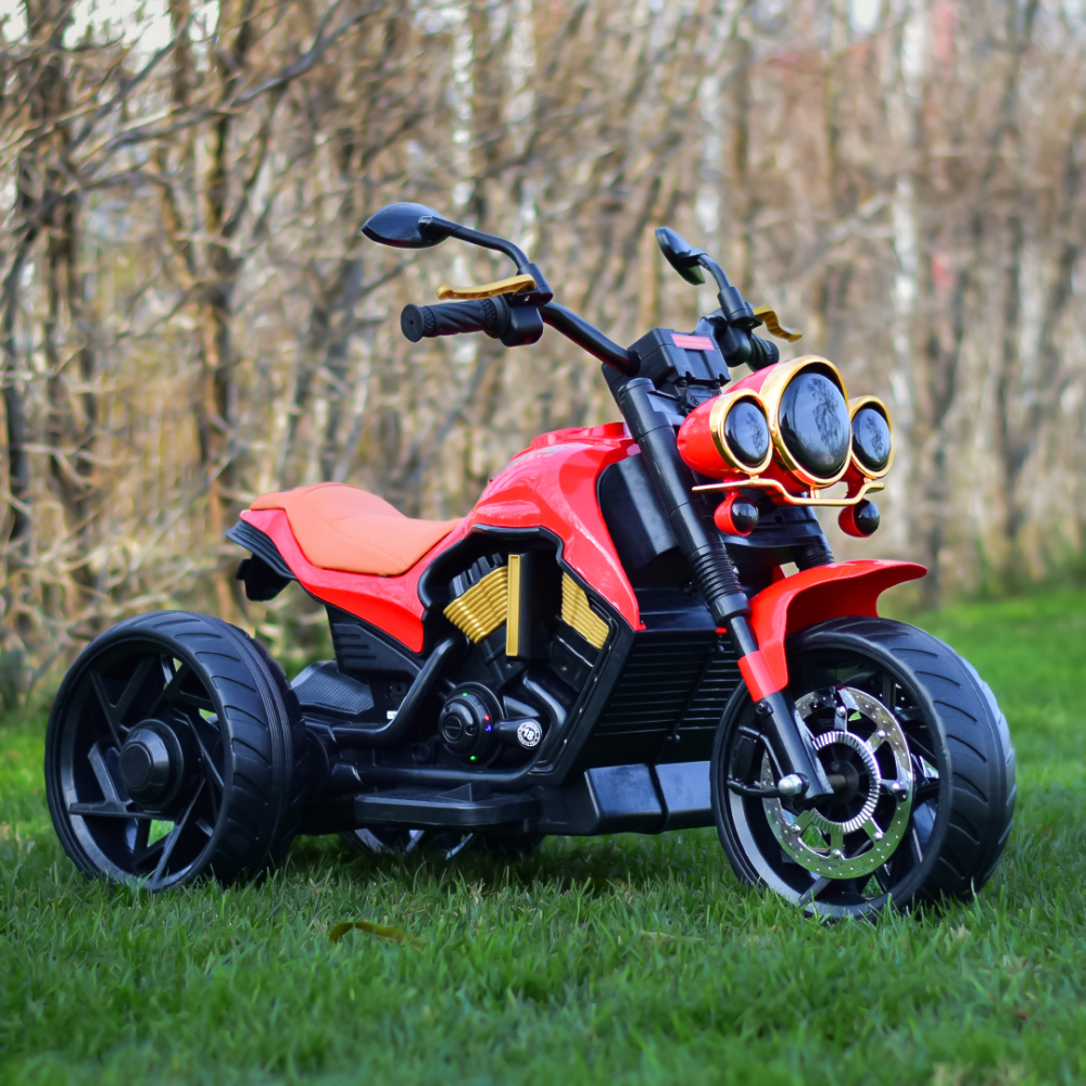 Motocicleta electrica cu 3 roti, Telecomanda, Kinderauto Jocker 70W premium, rosu [4]