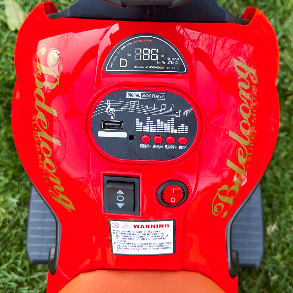 Motocicleta electrica cu 3 roti, Telecomanda, Kinderauto Jocker 70W premium, rosu [13]